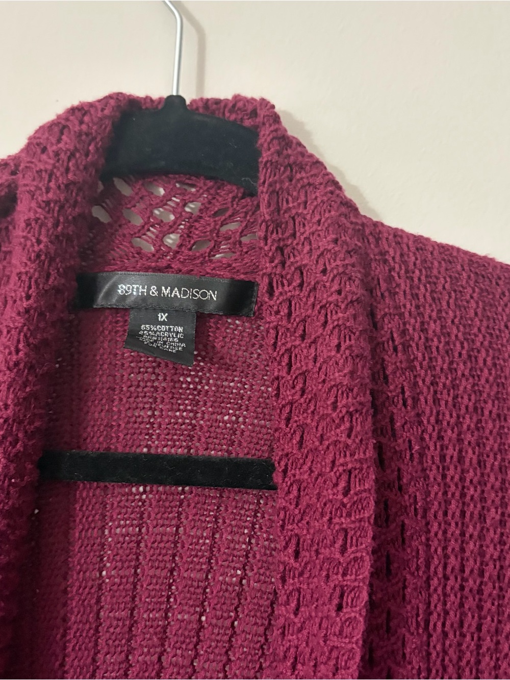 89th & Madison Open-Front Sweater Cardigan - Berry - Picture 2 of 2